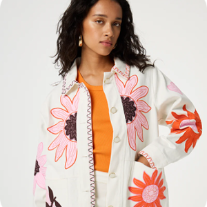 Fabiane Chabot Stine Orange Stripe Sleeves Knit 124