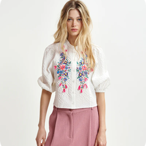 Fabiane Chabot Stine Orange Stripe Sleeves Knit 125